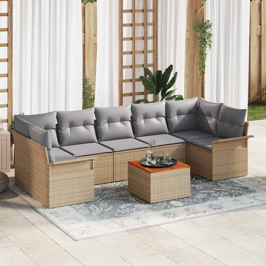 Garten-Sofa-Set 8 pcs Beige und Hellgrau 55 x 55 x 37 cm